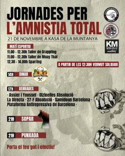 La Kasa de la Muntanya acollir&agrave; una jornada per l'amnistia total i la solidaritat antirepressiva